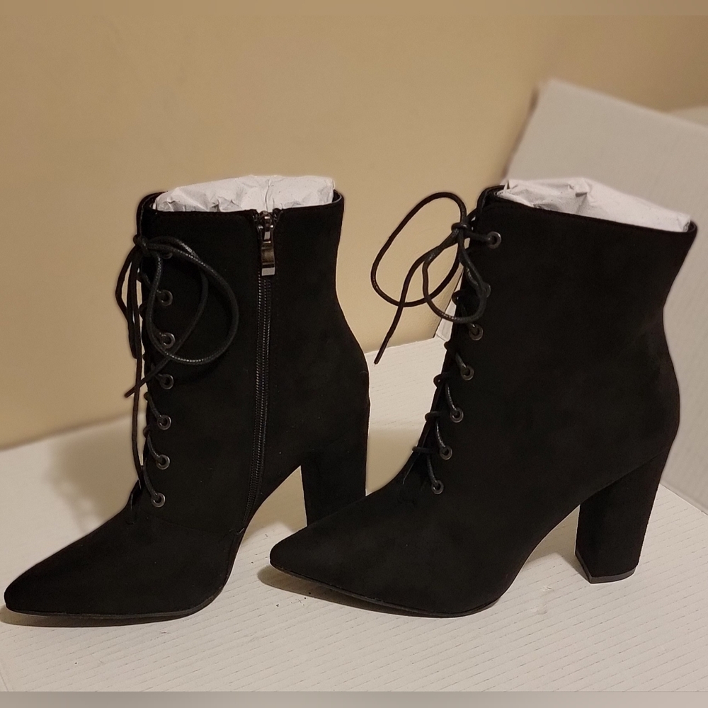 Laceup Chunky Heel Bootie